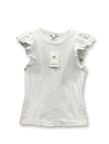 Free Assembly Eyelet Ruffle Sleeve T-Shirt – White (Size XS)