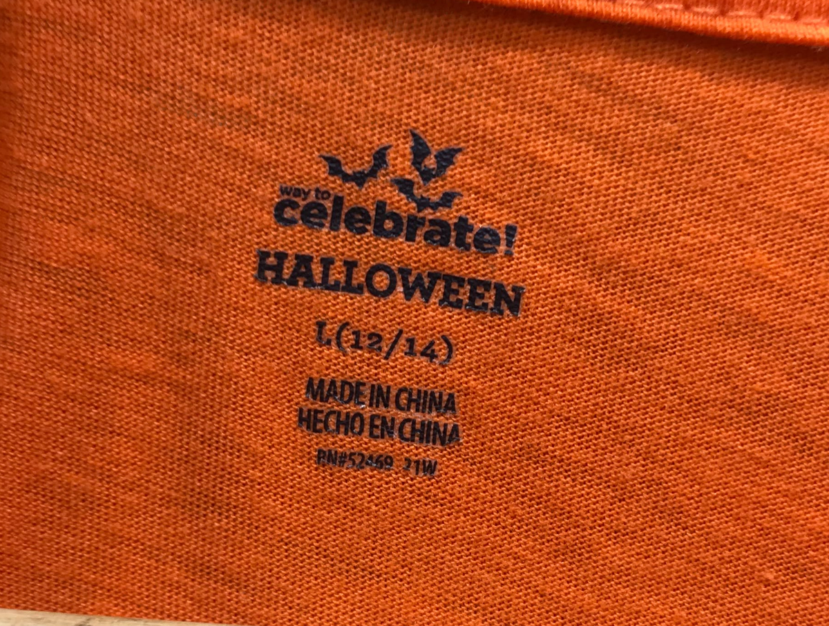 Way to Celebrate! Halloween Pumpkin Face T-Shirt – Orange (Size L 12/14)