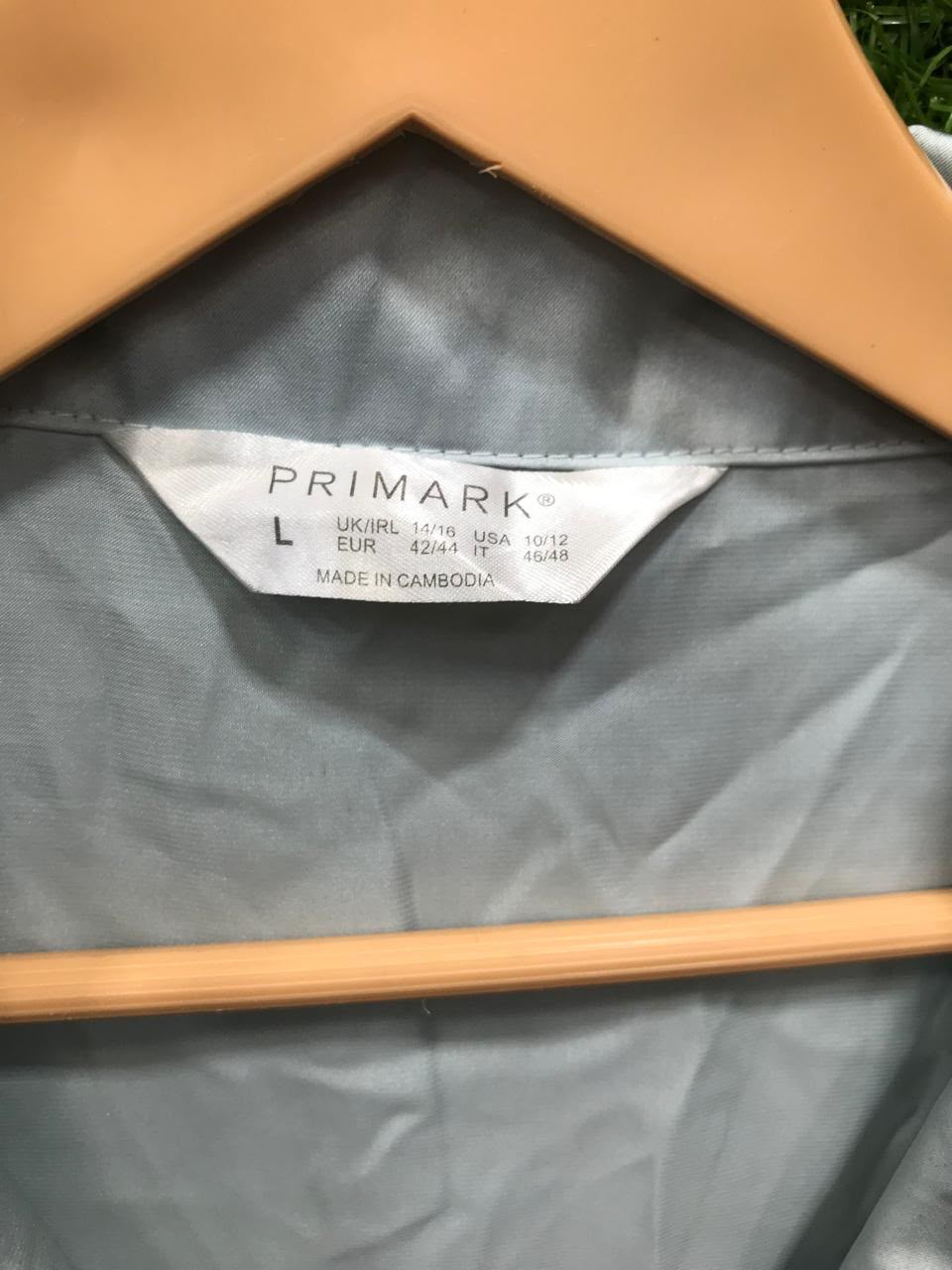 Primark Satin Pyjama Set – Short Sleeve Shirt & Shorts (Ice Blue, Size L)
