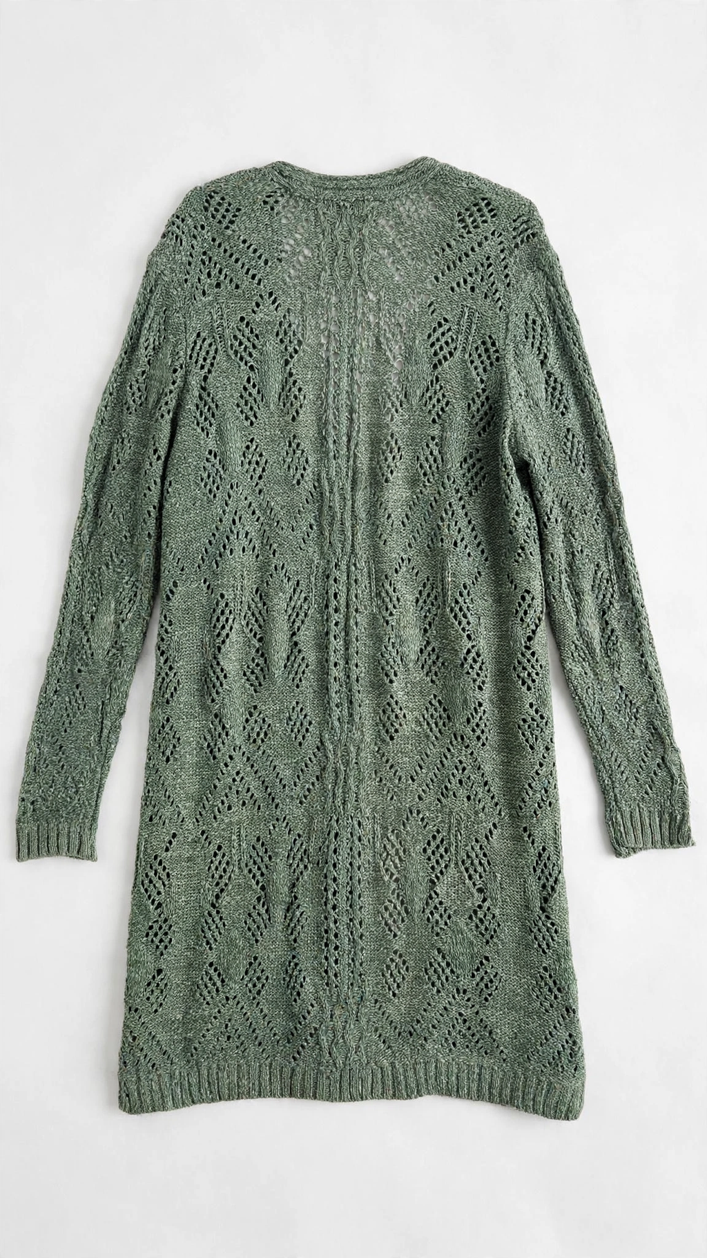 Knox Rose Sage Green Pointelle Cardigan with Pockets (Size XXL)