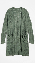 Knox Rose Sage Green Pointelle Cardigan with Pockets (Size XXL)