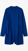 lily morgan Royal Blue Ribbed Knit Cardigan with Pockets (Size 2X)