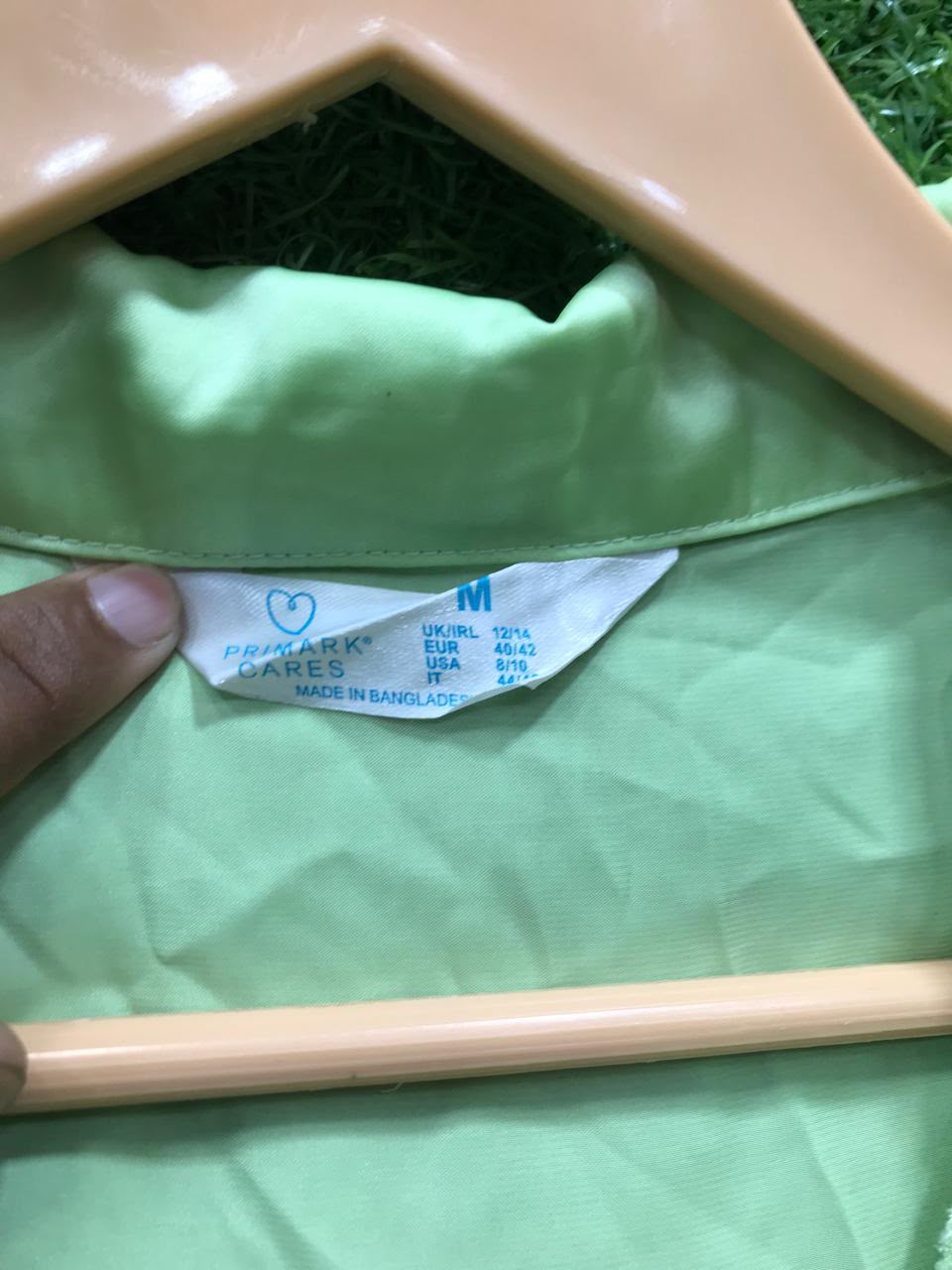 Primark Satin Pyjama Set – Short Sleeve Shirt & Shorts (Lime Green with Pink Piping, Size M)