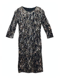 AKIRA CHICAGO Black and Gold Geometric Triangle Sequin Midi Dress (Size L)