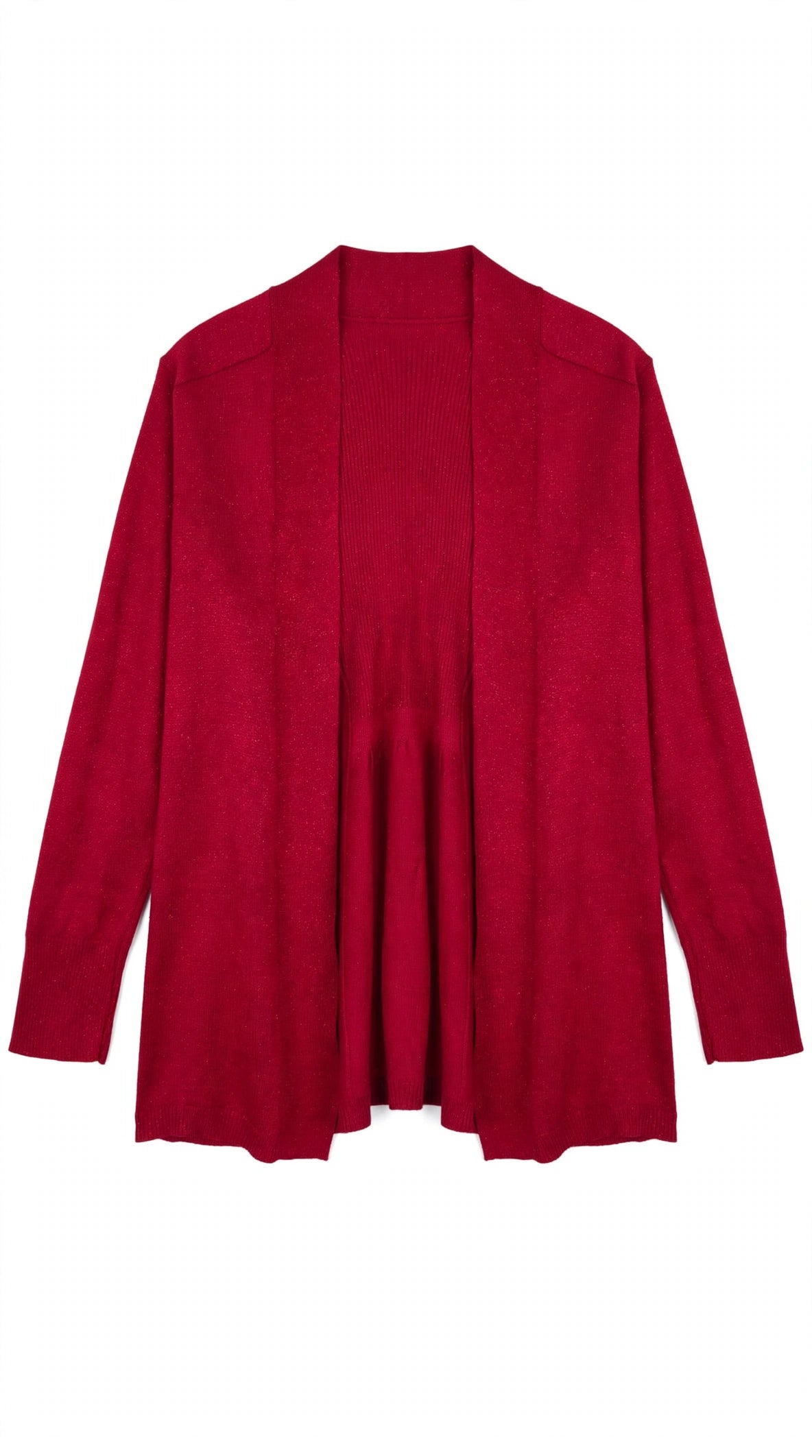 apt.9 Red Fine-Knit Open Cardigan (Size XL)
