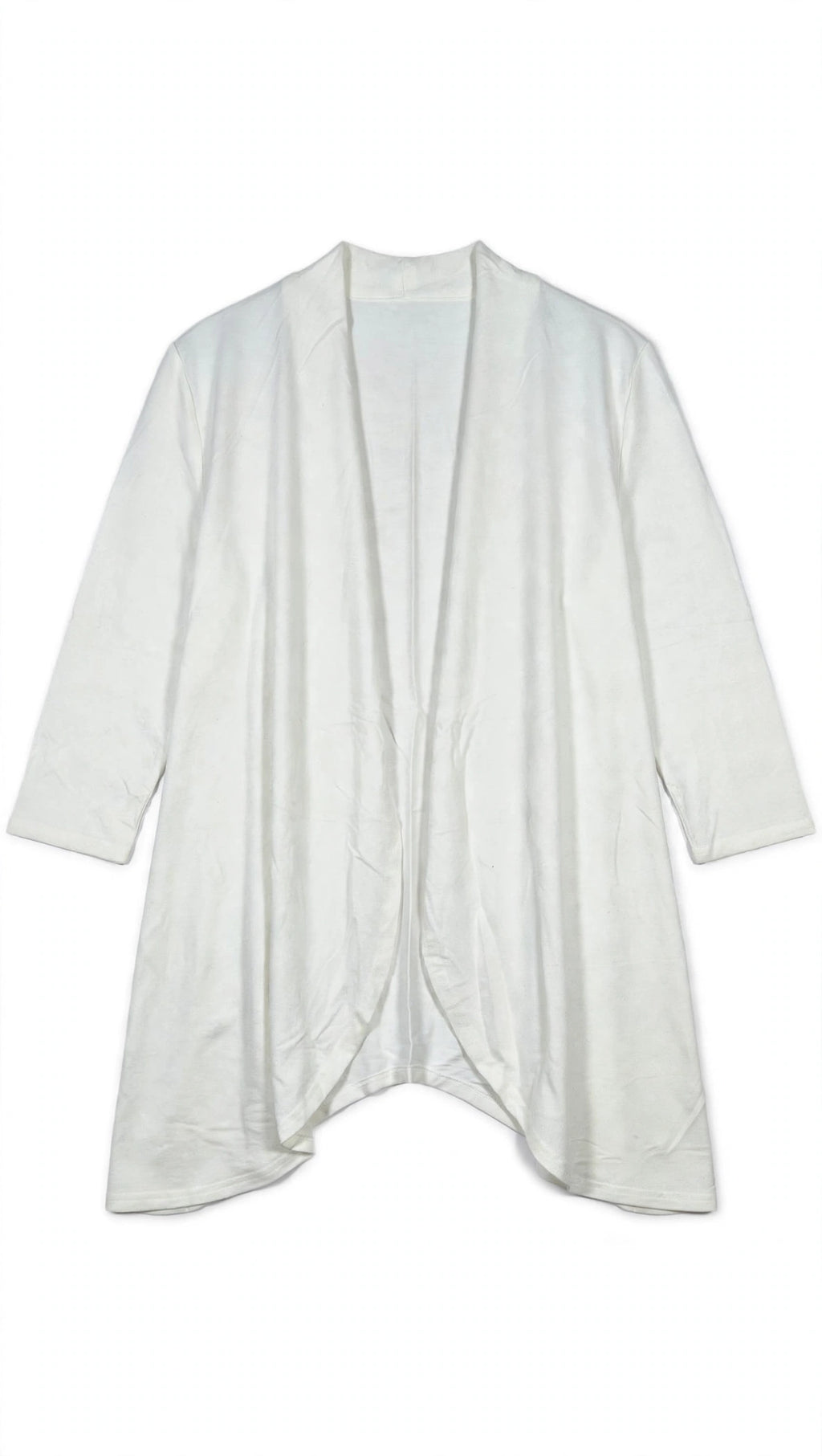 Arianna White Open-Front Draped Cardigan (Size S/M)
