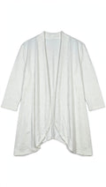Arianna White Open-Front Draped Cardigan (Size S/M)
