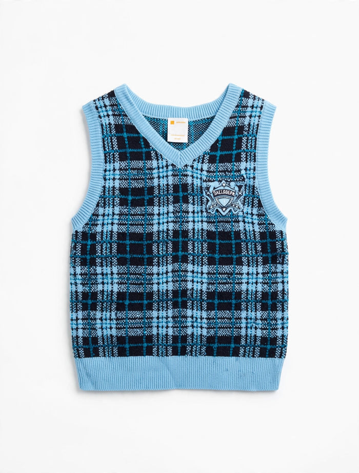 Disney Descendants 'Rise of Red' Blue Plaid Knit Sweater Vest (Size L 10/12)