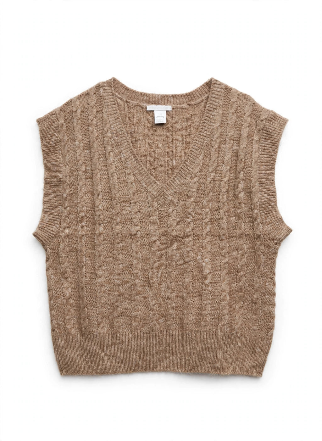 cupcakes and cashmere Tan Cable-Knit Sweater Vest (Size M)