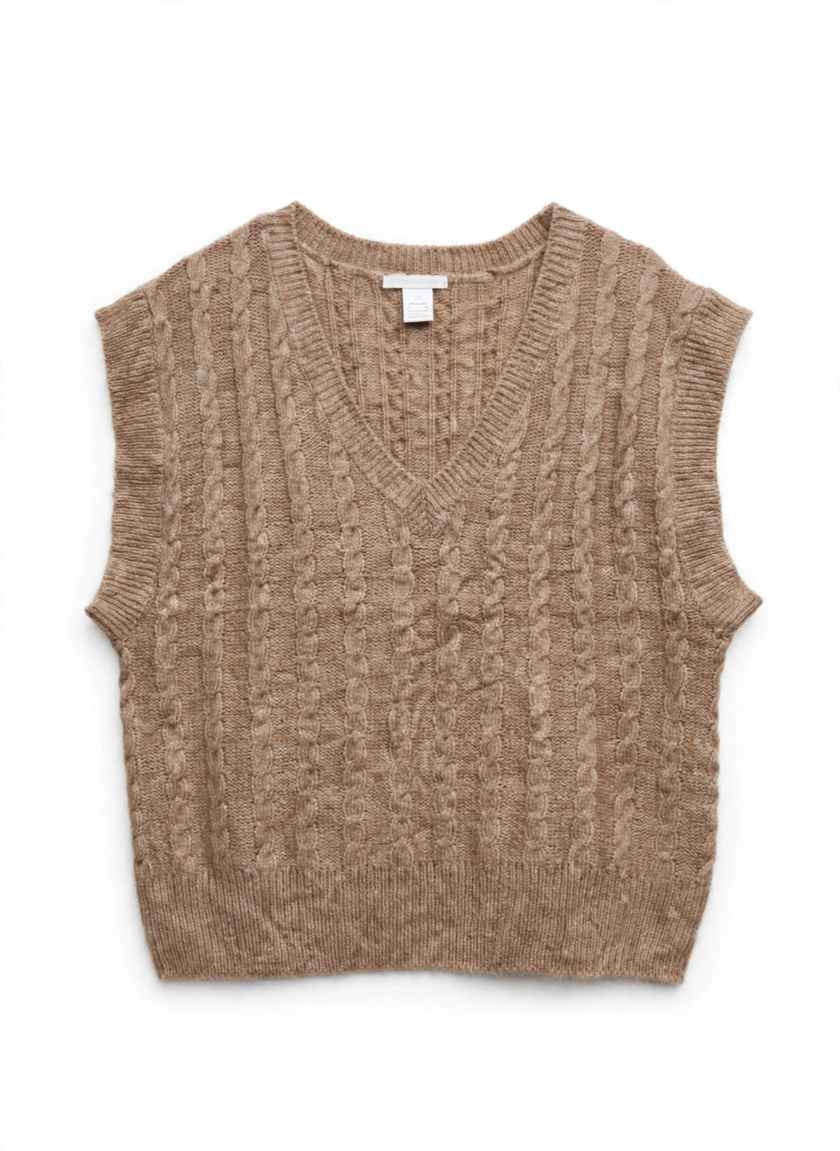 cupcakes and cashmere Tan Cable-Knit Sweater Vest (Size M)