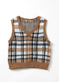Brown Plaid Knit Sweater Vest (Size S)