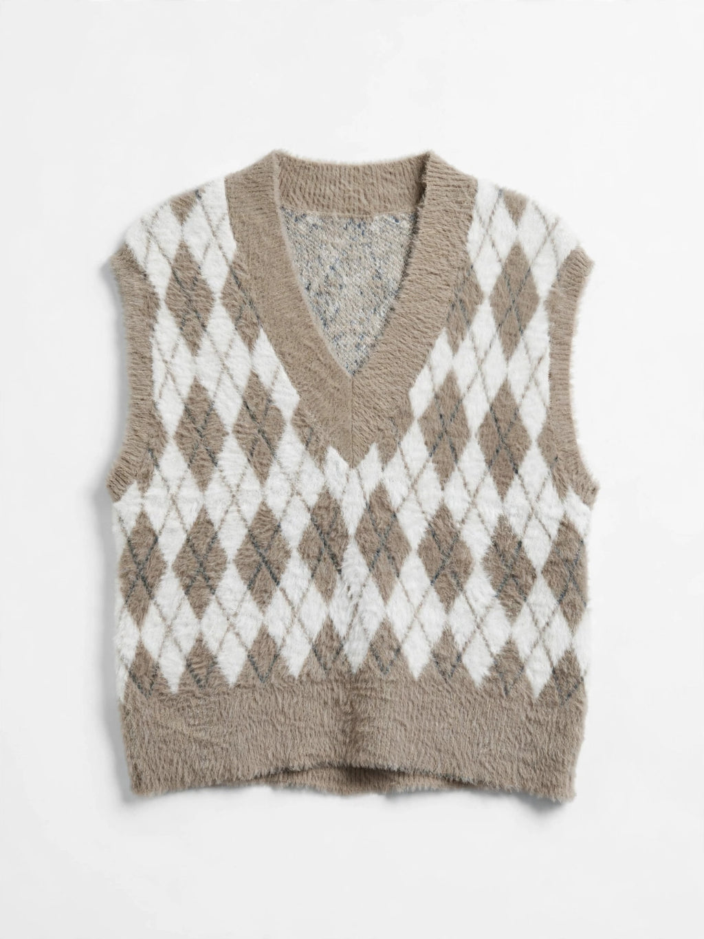 William Rast Taupe Argyle Fuzzy Knit Sweater Vest (Size XS)