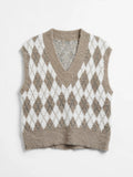 William Rast Taupe Argyle Fuzzy Knit Sweater Vest (Size XS)