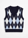 H&M Divided Navy Argyle Knit Sweater Vest (Size S)