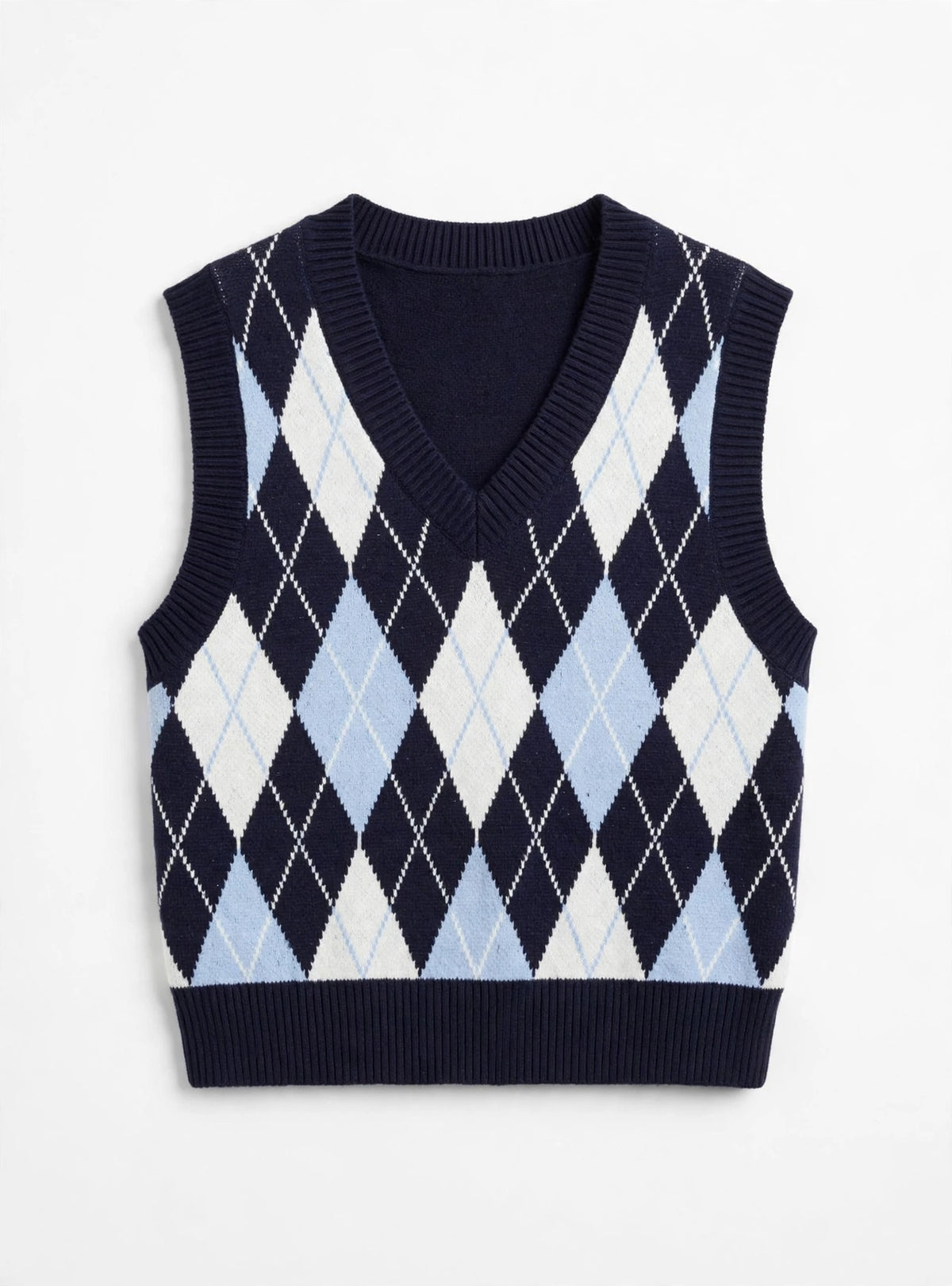 H&M Divided Navy Argyle Knit Sweater Vest (Size S)