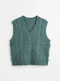 no comment Sage Green Cable Knit Sweater Vest