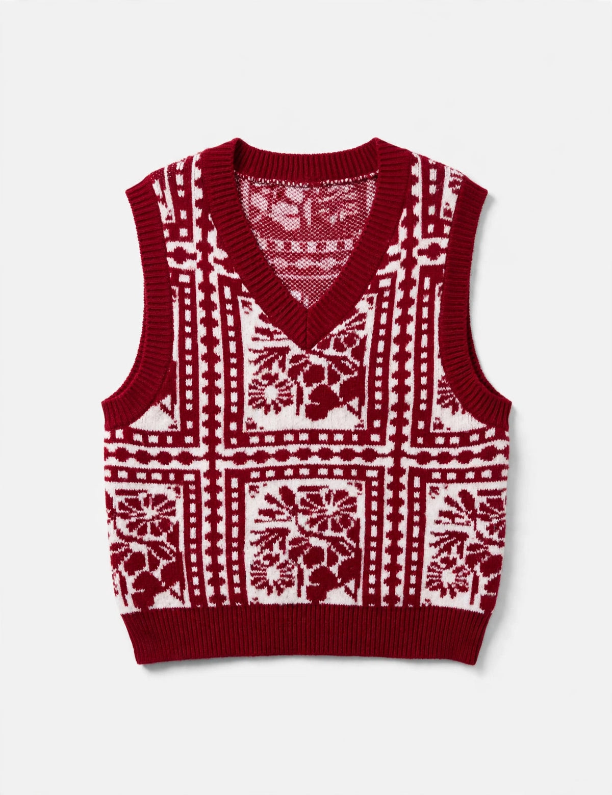 CIDER Red Fair-Isle Knit Sweater Vest (Size S)