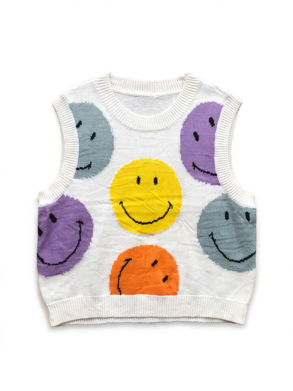 Smiley x H&M White Smiley Face Knit Sweater Vest