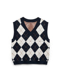 SO Navy Argyle Knit Sweater Vest (Size L)