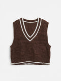 H&M Divided Brown Striped Knit Sweater Vest (Size XS)