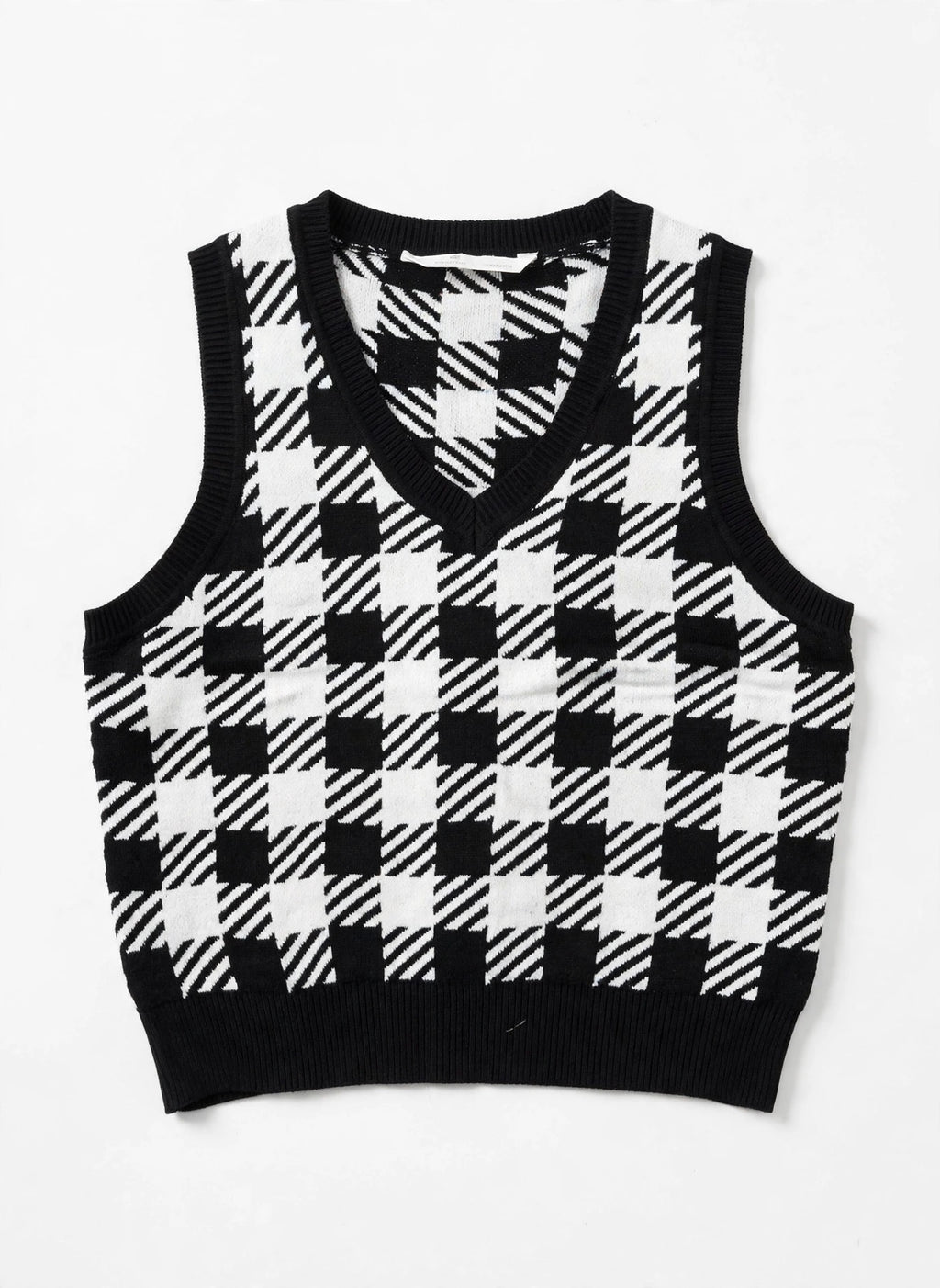 uKids Kids Black/White Gingham Knit Sweater Vest (Size L/G 14-16)