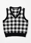 uKids Kids Black/White Gingham Knit Sweater Vest (Size L/G 14-16)