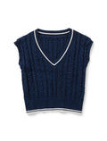 Sincerely Jules Navy Cable-Knit Sweater Vest (Size US S)