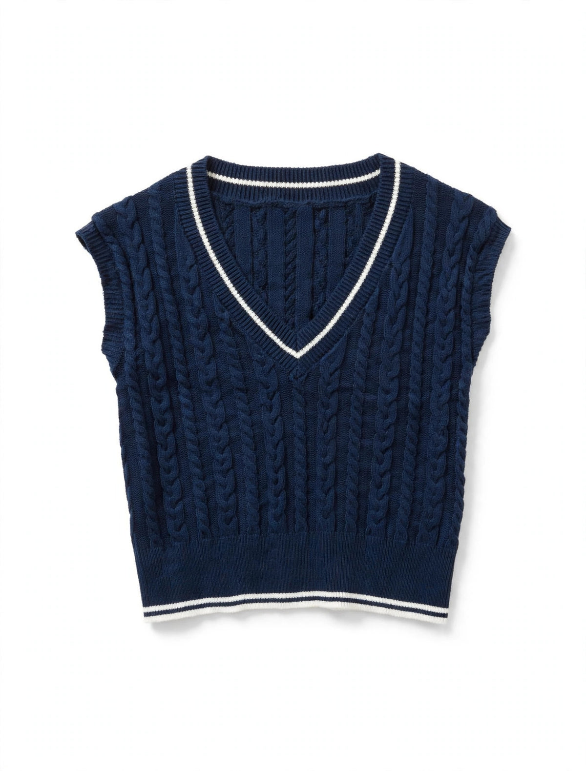 Sincerely Jules Navy Cable-Knit Sweater Vest (Size US S)