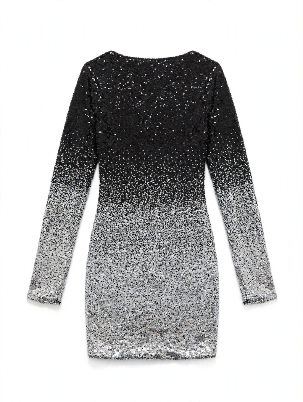 Bear Dance Black to Silver Ombre Sequin Mini Dress (Size L)