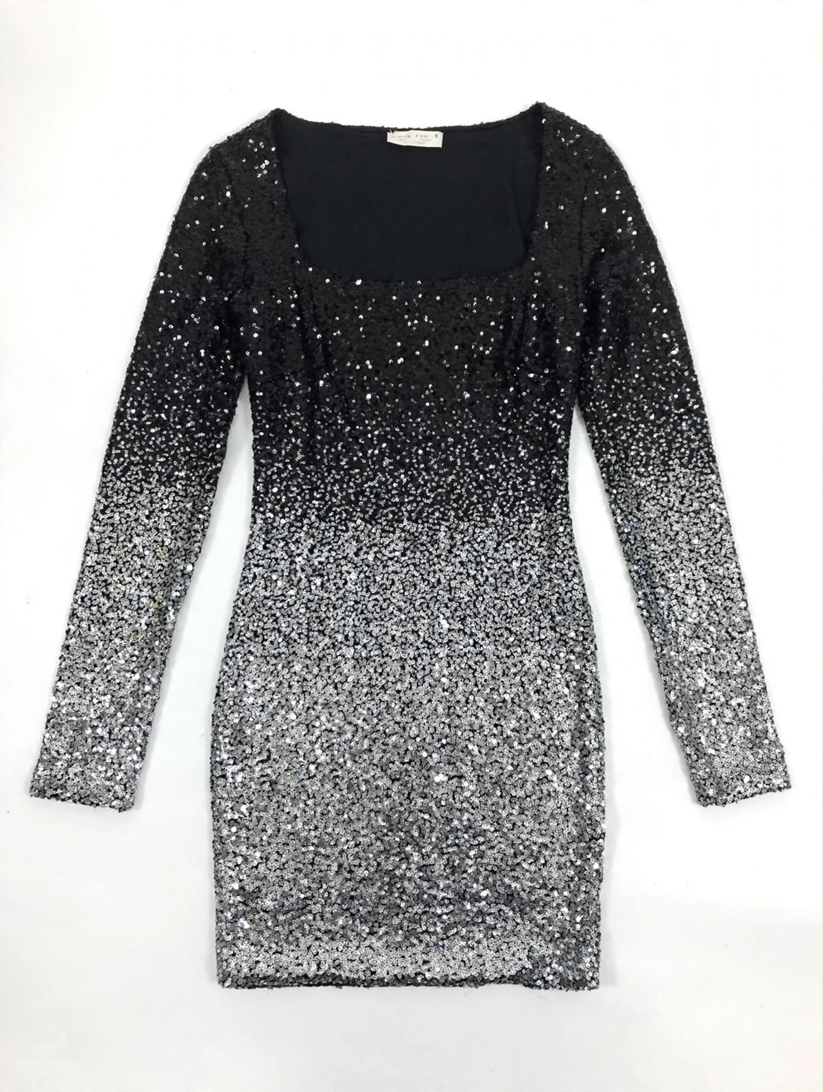 Bear Dance Black to Silver Ombre Sequin Mini Dress (Size L)
