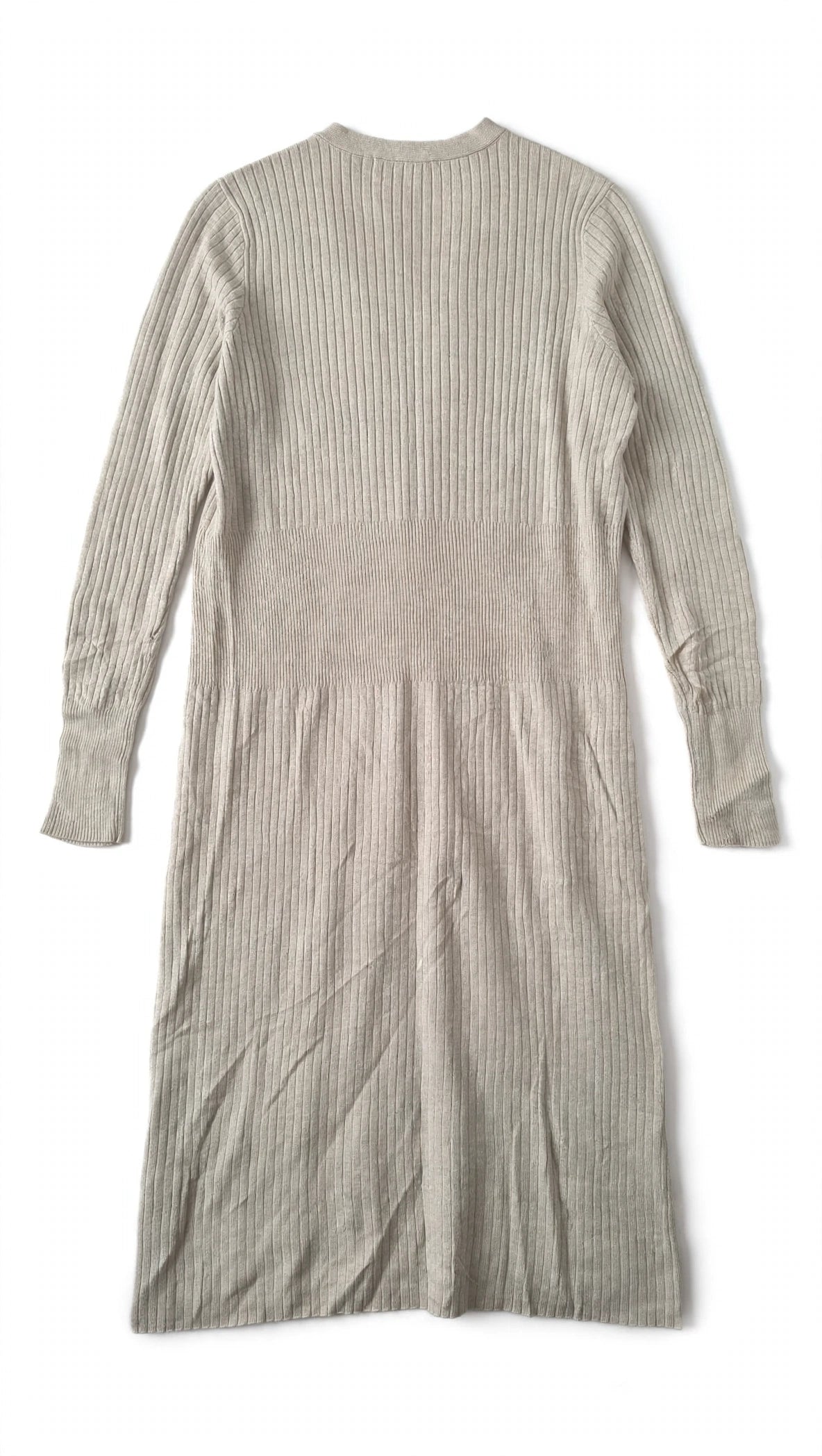 Black Tape Beige Ribbed Open-Front Longline Duster Cardigan (Size S)