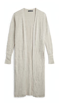 Black Tape Beige Ribbed Open-Front Longline Duster Cardigan (Size S)