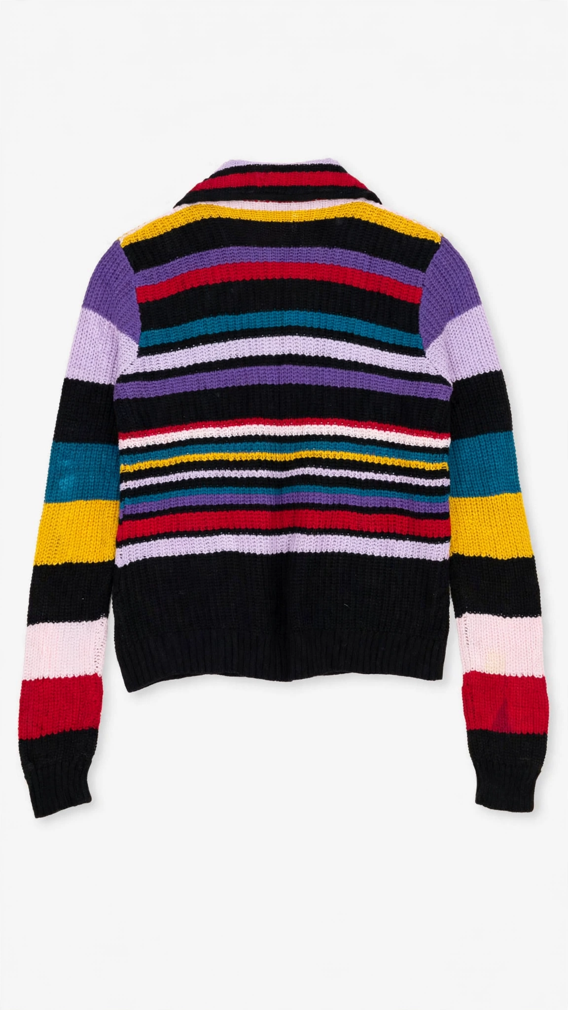 Candie's Multicolor Striped Open-Front Knit Cardigan (Size S)