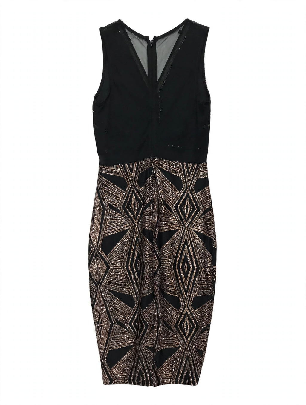 Charlotte Russe Black and Silver Geometric Art Deco Sequin Midi Dress (Size S)