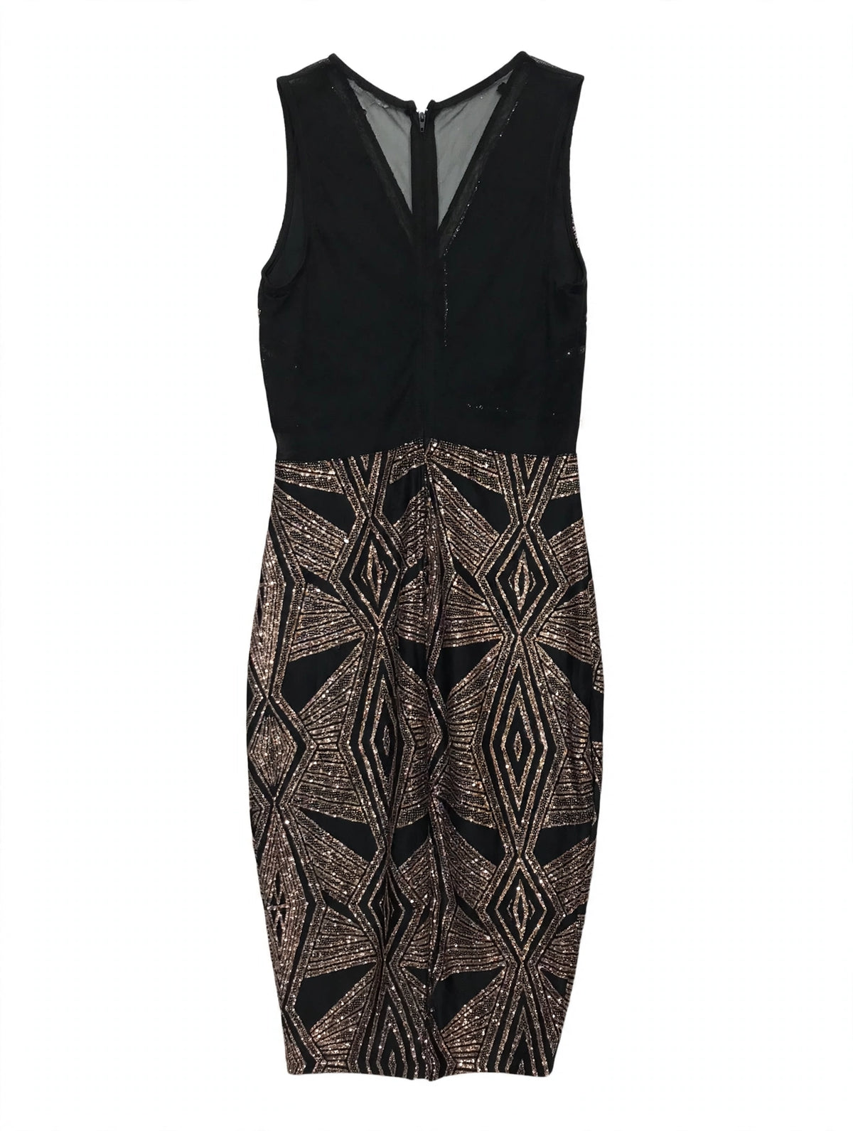 Charlotte Russe Black and Silver Geometric Art Deco Sequin Midi Dress (Size S)