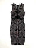 Charlotte Russe Black and Silver Geometric Art Deco Sequin Midi Dress (Size S)
