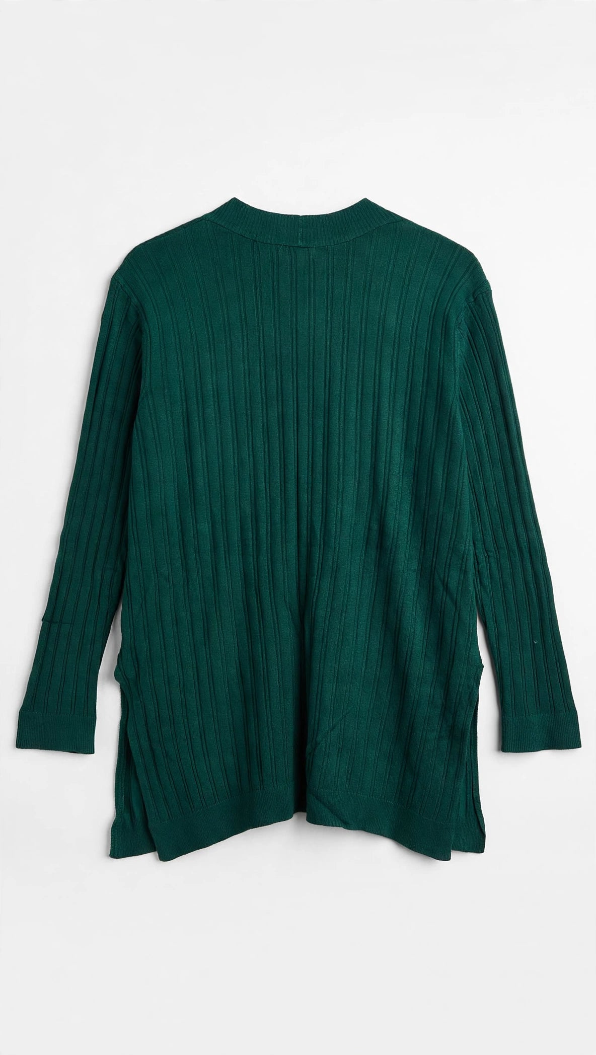 iKnit Dark Green Ribbed Knit Open Cardigan (Size 3XL)