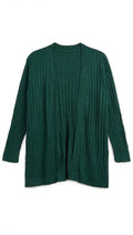 iKnit Dark Green Ribbed Knit Open Cardigan (Size 3XL)
