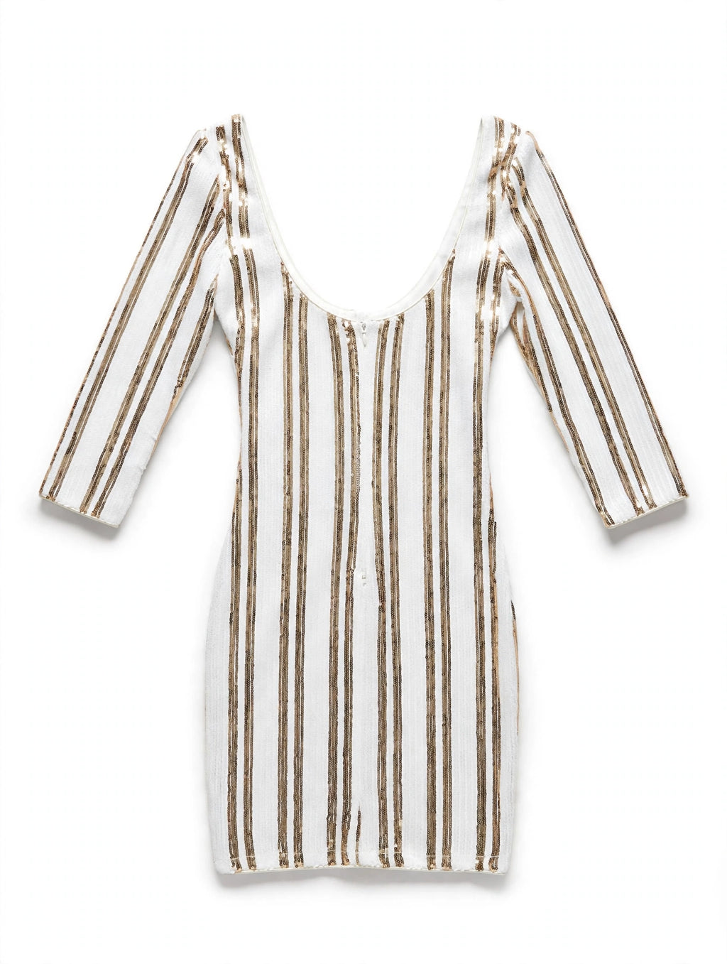 Lulus White and Gold Striped Sequin Mini Dress (Size XS)