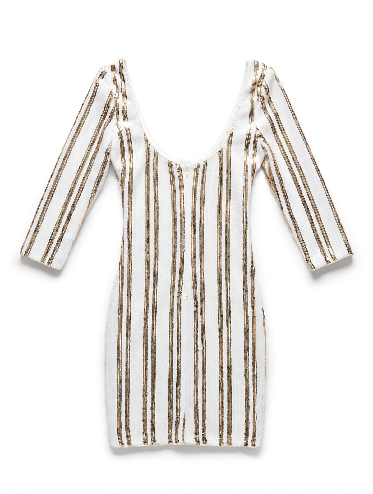 Lulus White and Gold Striped Sequin Mini Dress (Size XS)