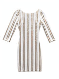 Lulus White and Gold Striped Sequin Mini Dress (Size XS)