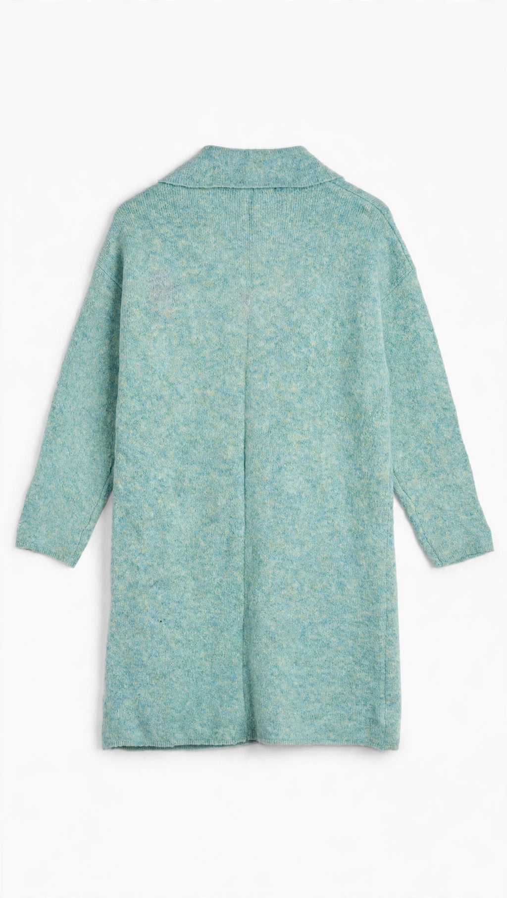 Miracle Mint Blue Marled Open-Front Cardigan with Pockets (Size M/L)