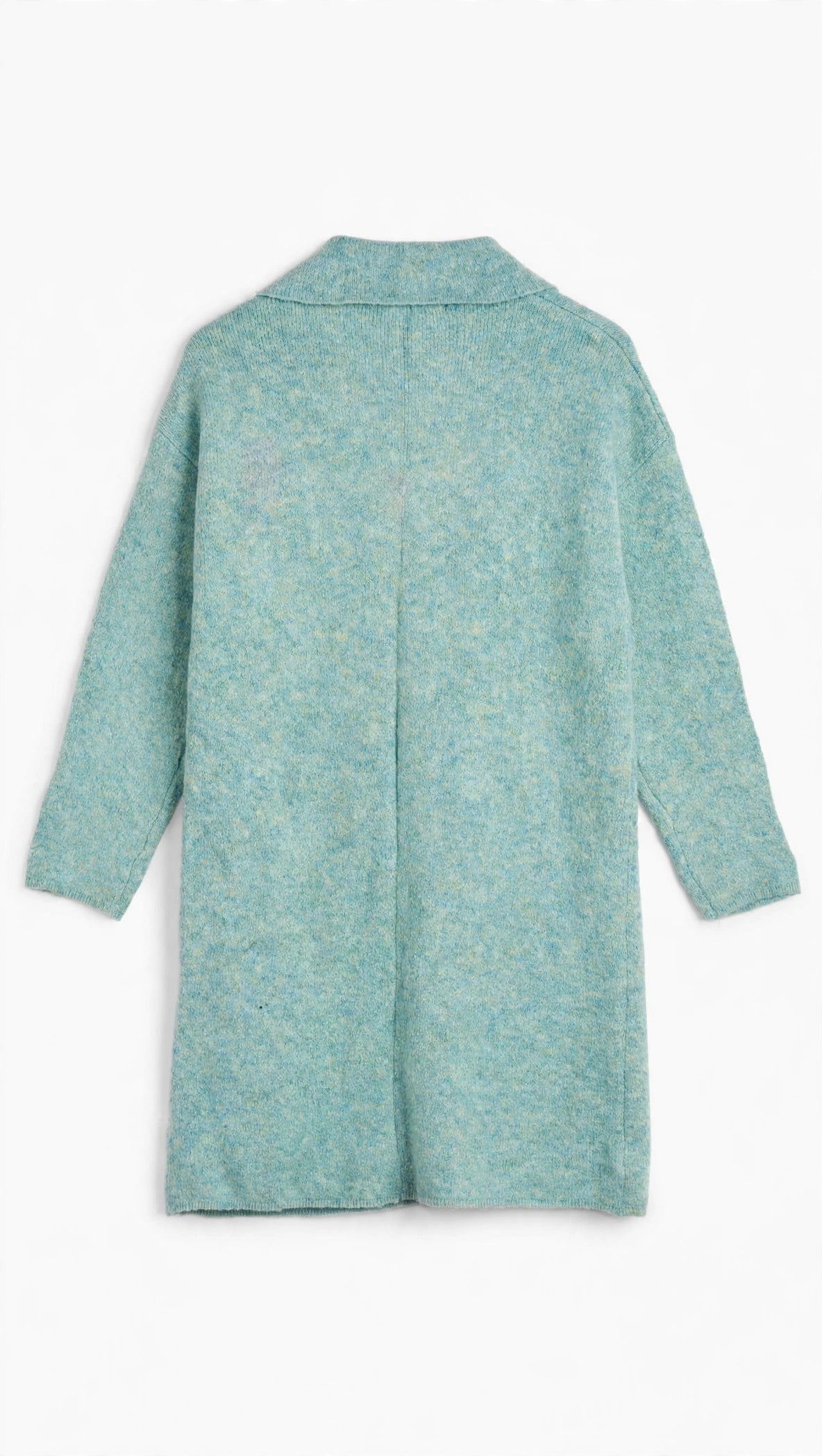 Miracle Mint Blue Marled Open-Front Cardigan with Pockets (Size M/L)