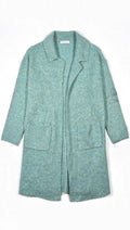 Miracle Mint Blue Marled Open-Front Cardigan with Pockets (Size M/L)