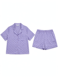Primark Lavender Polka Dot Satin Pyjama Set – Short Sleeve Shirt & Shorts (Size S)