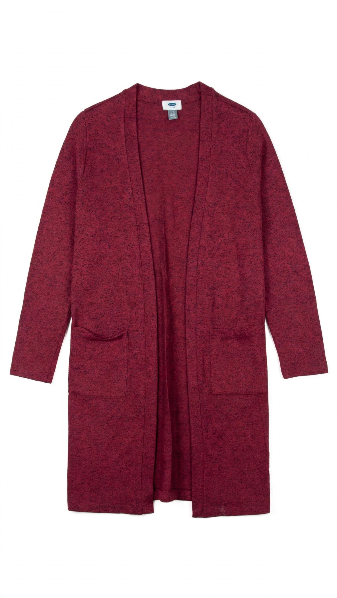 Old Navy Magenta Marled Open-Front Cardigan with Pockets (Size L)