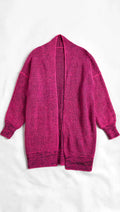 Hot Pink Textured Waffle-Knit Open-Front Cardigan (Size S)