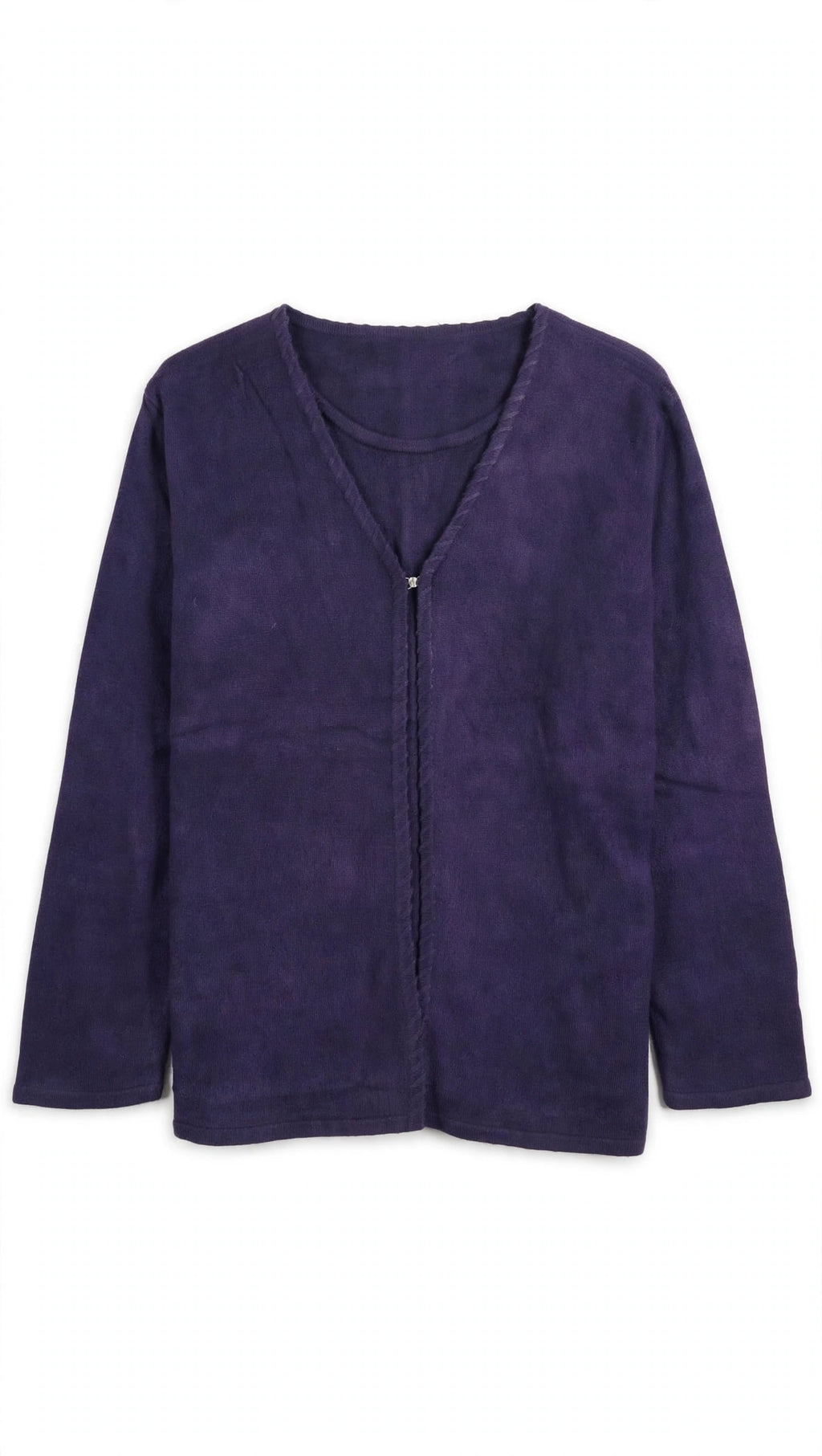 Sag Harbor Woman Purple Knit Cardigan (Size 1X)