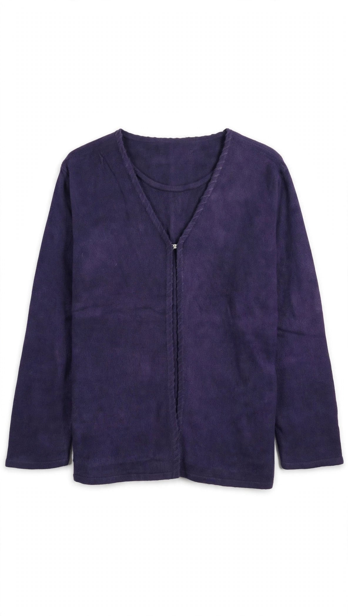 Sag Harbor Woman Purple Knit Cardigan (Size 1X)