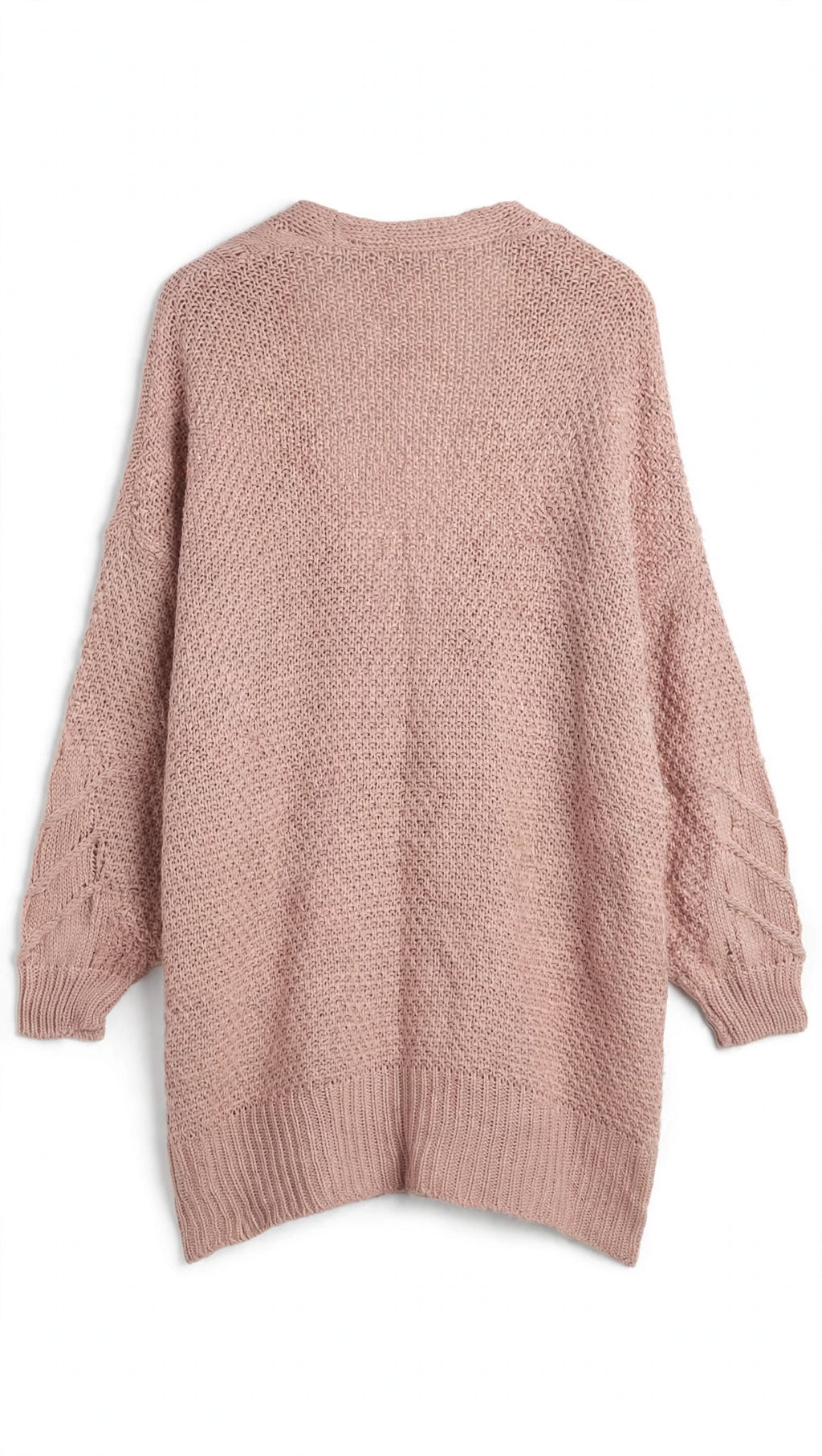 SHEIN Dusty Pink Open-Knit Cable Cardigan (Size S)